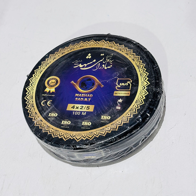 کابل برق افشان 4*2.5 تمام مس حلقه 100 متر برند صادراتی مشهد